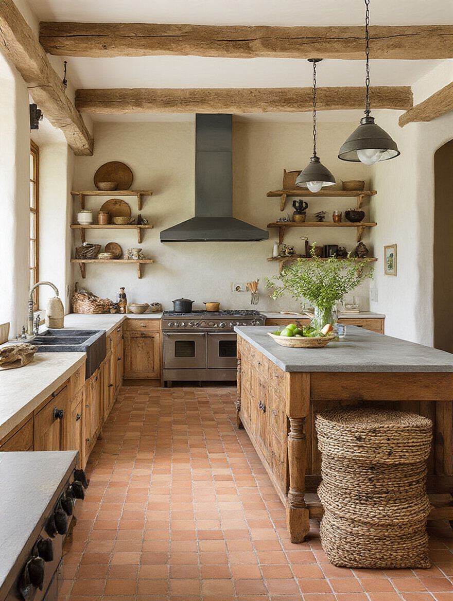 Clean and organized modern kitchen countertop with a 15-minute timer and cleaning supplies for quick weekly maintenance