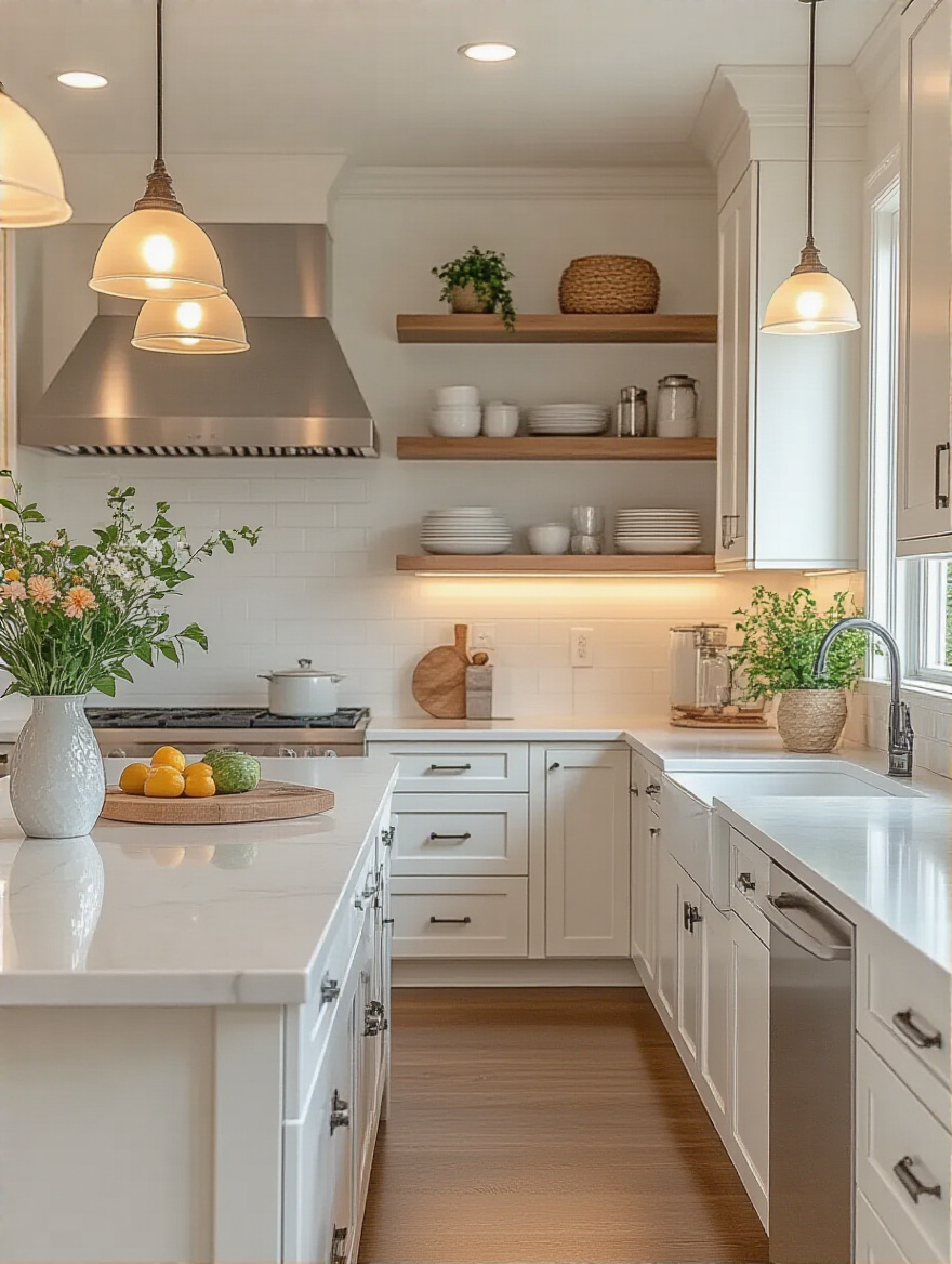 Renovated kitchen with upgraded countertops using overlay kits