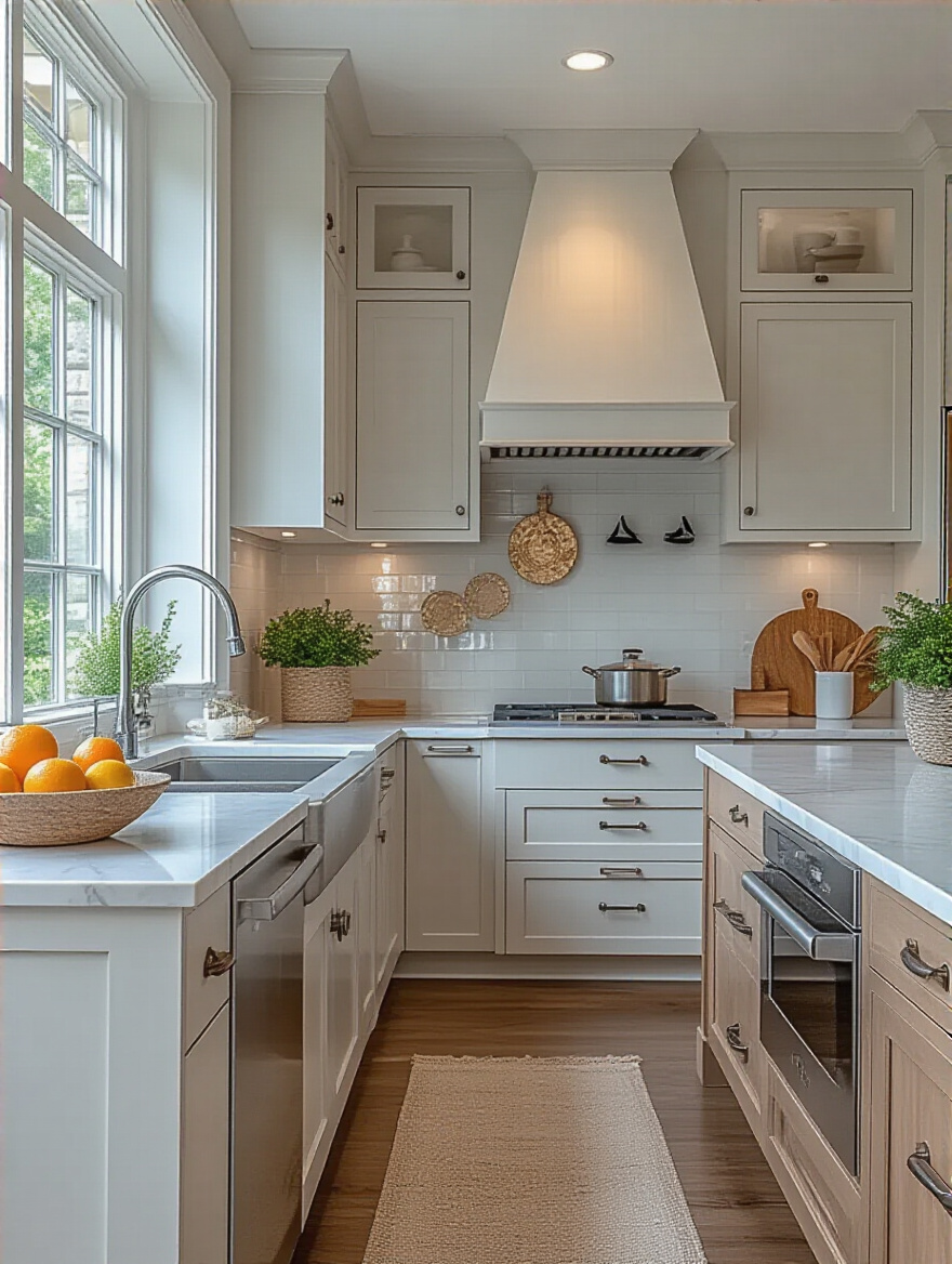 A clean, modern kitchen with durable, washable paint on the walls, showcasing easy maintenance.