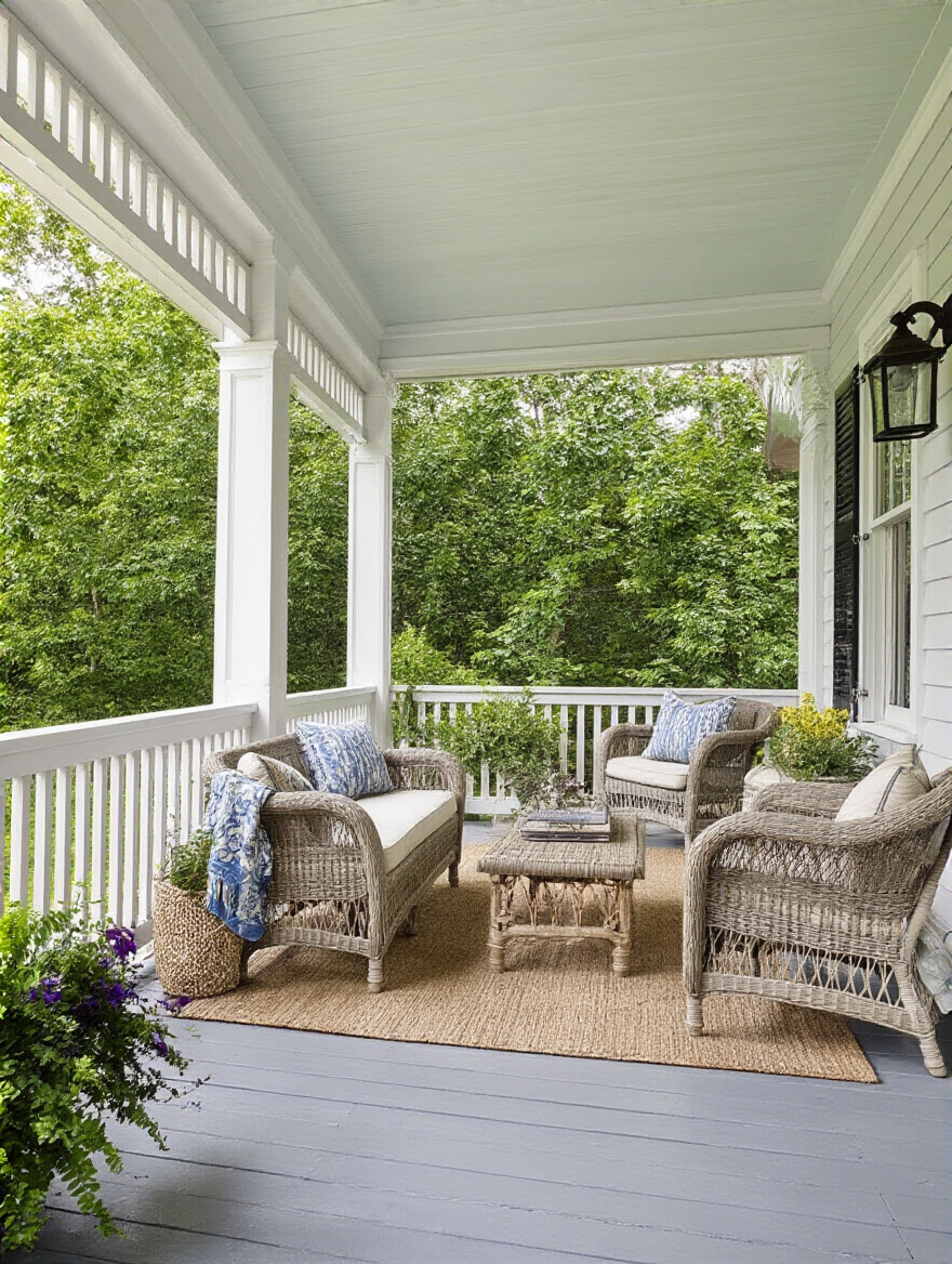 Back porch with measuring tape and sun exposure chart showing porch dimensions and sunlight patterns