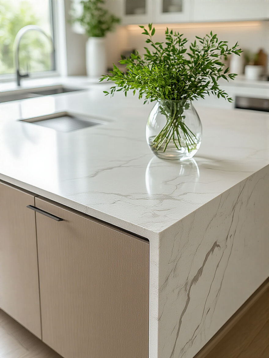 Modern kitchen with clean lines and pristine organization, representing clear budget planning for renovation.