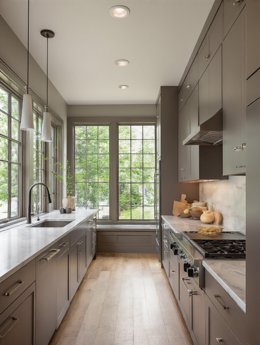 Portrait-style modern kitchen with flawless cabinet installation and precise alignment