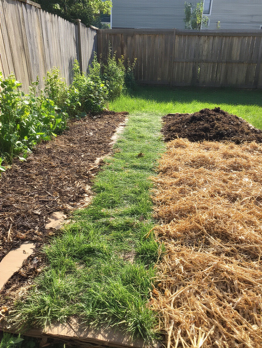 Portrait of a no-dig garden bed setup in a backyard