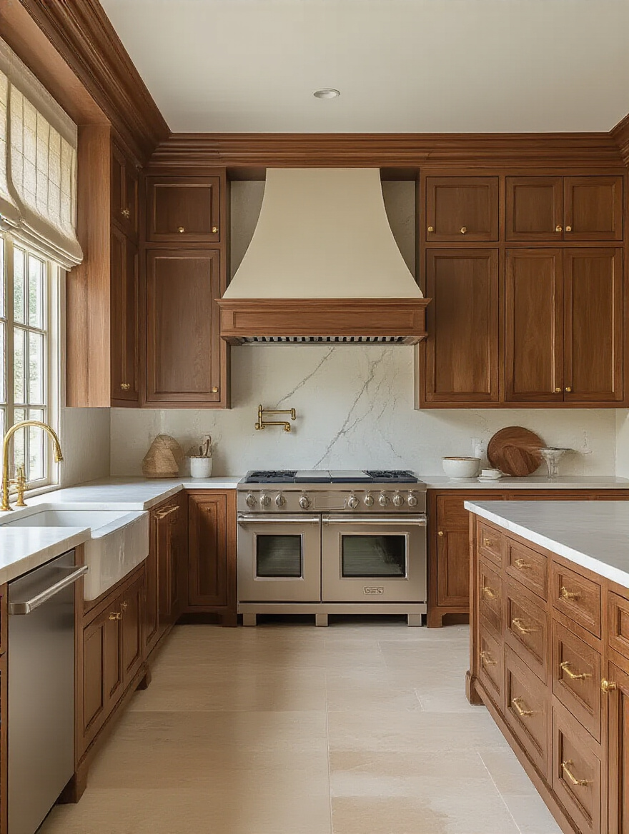 Traditional kitchen with panel-ready appliances integrated behind cabinetry