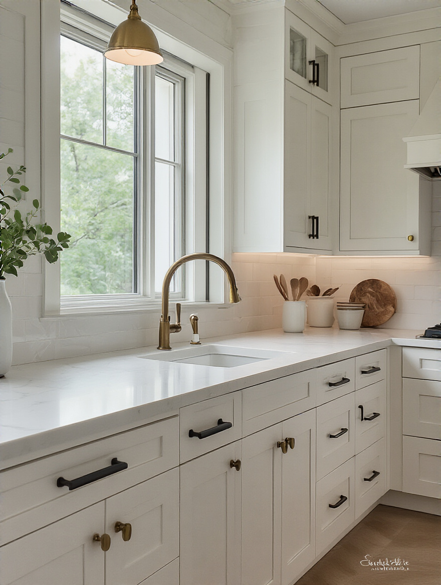 Modern kitchen cabinet hardware with clean-lined matte black and metallic finishes