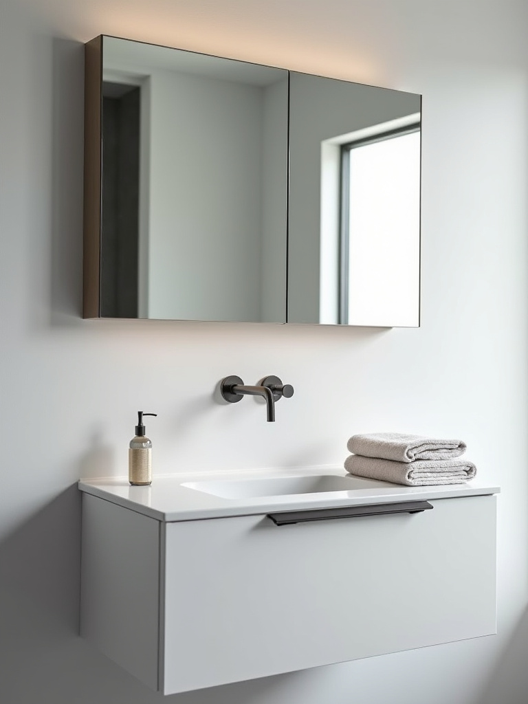 Selection of diverse bathroom mirrors, including frameless, framed, and backlit designs, in a modern bathroom setting, representing different budget ranges.