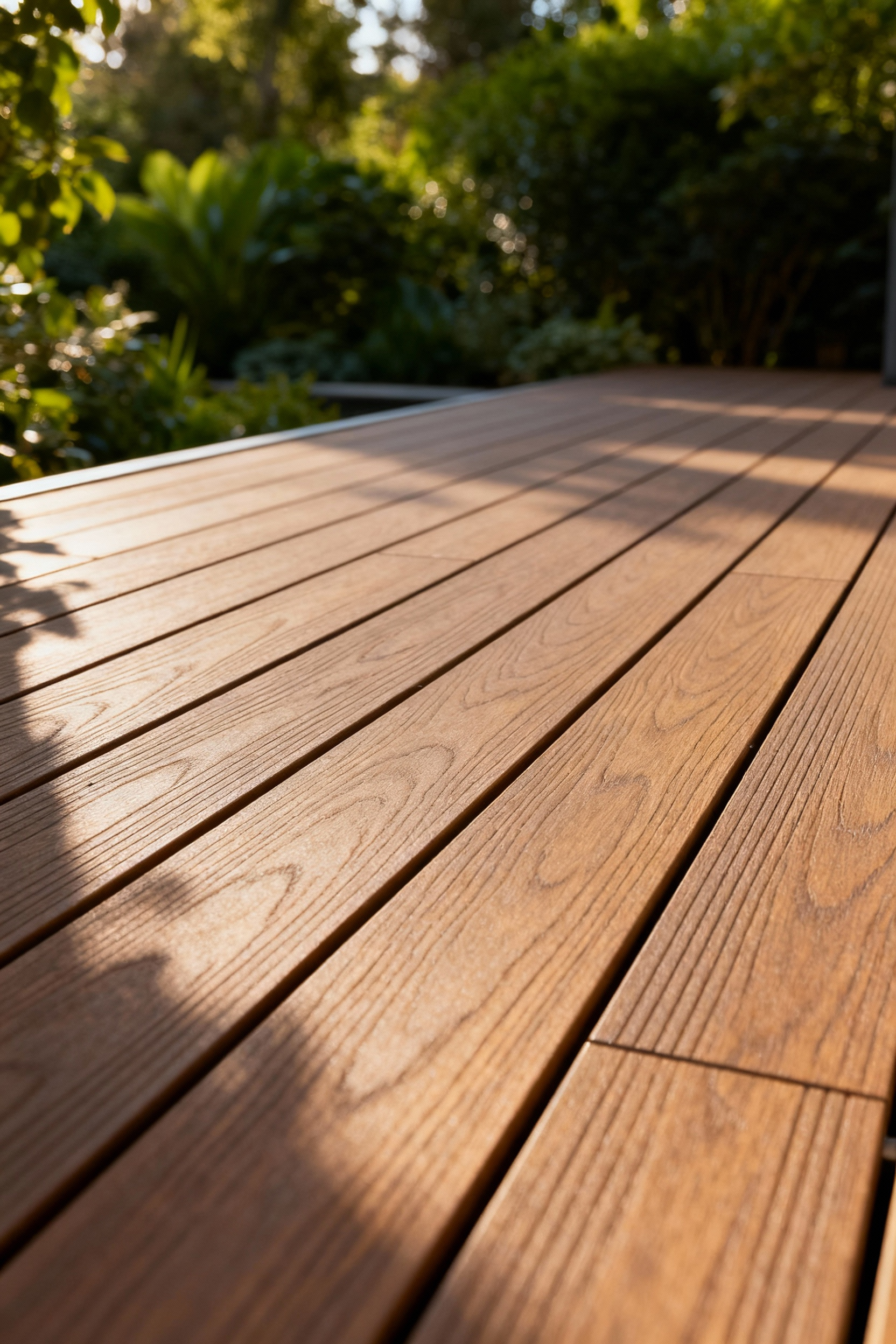Pristine composite deck surface with no visible fasteners, showcasing the seamless aesthetic achieved by concealed deck fastening systems.