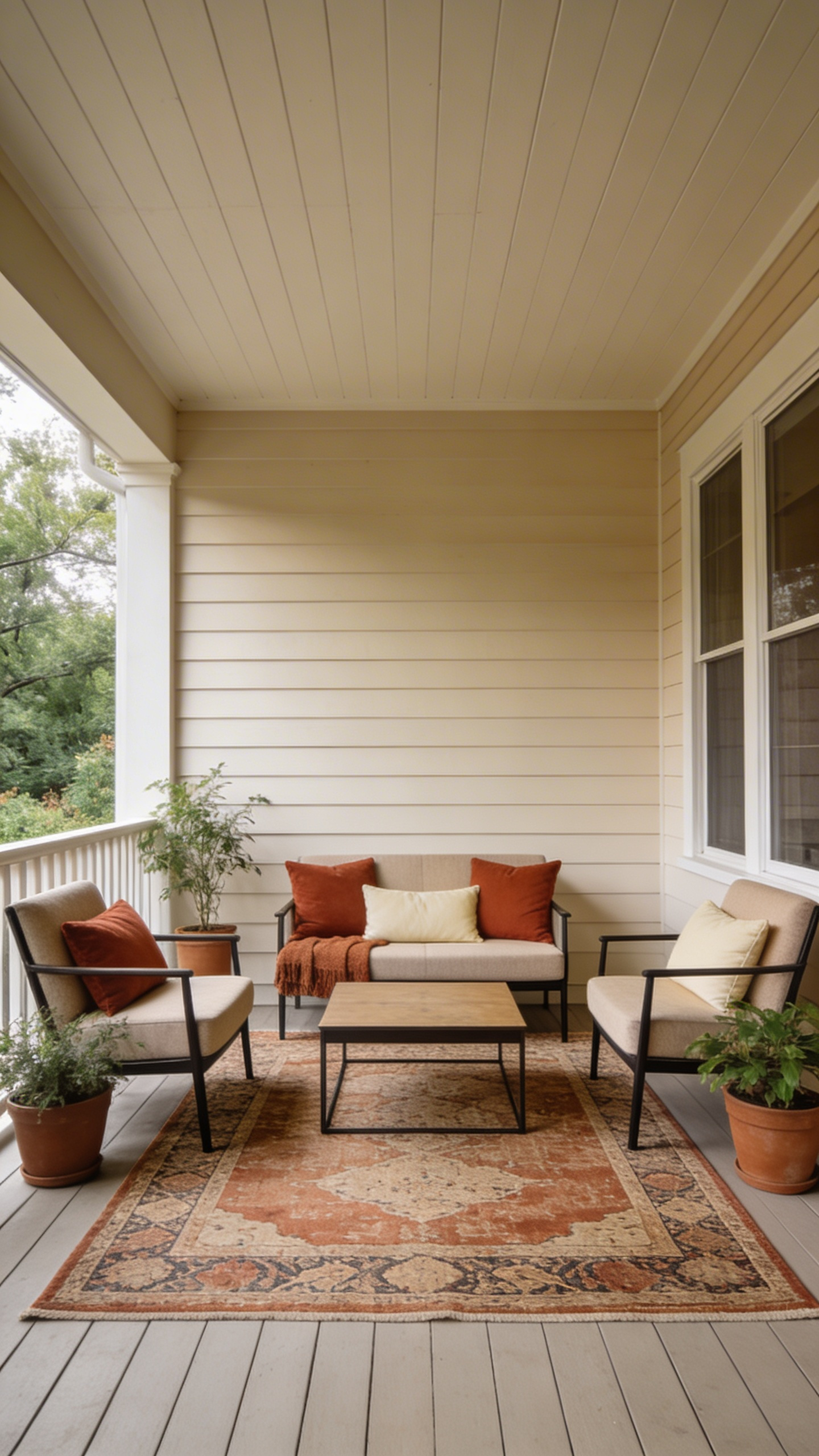 Furniture arrangement is the most impactful element of functional porch decor — angling seats toward each other creates the conversation-friendly layout that keeps people outside.