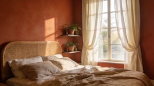 A warm, layered bedroom that brings together paint, textiles, natural materials and light to create a genuinely restful retreat — demonstrating these cozy bedroom decor ideas in a complete room setting.