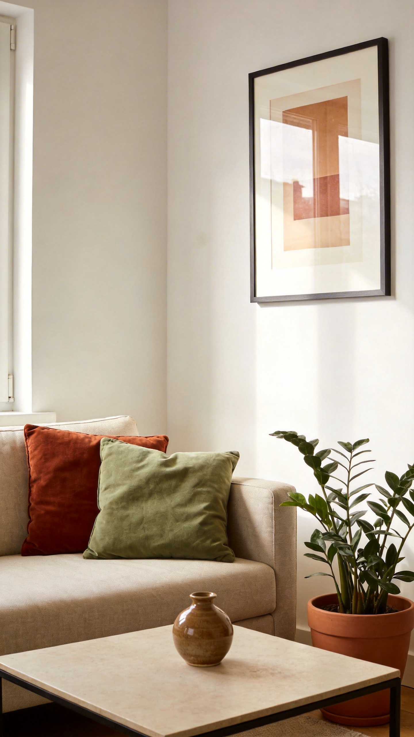 Repeating two or three accent colours across all accessories is the apartment living room decoration principle that makes a space feel deliberately designed rather than assembled over time.