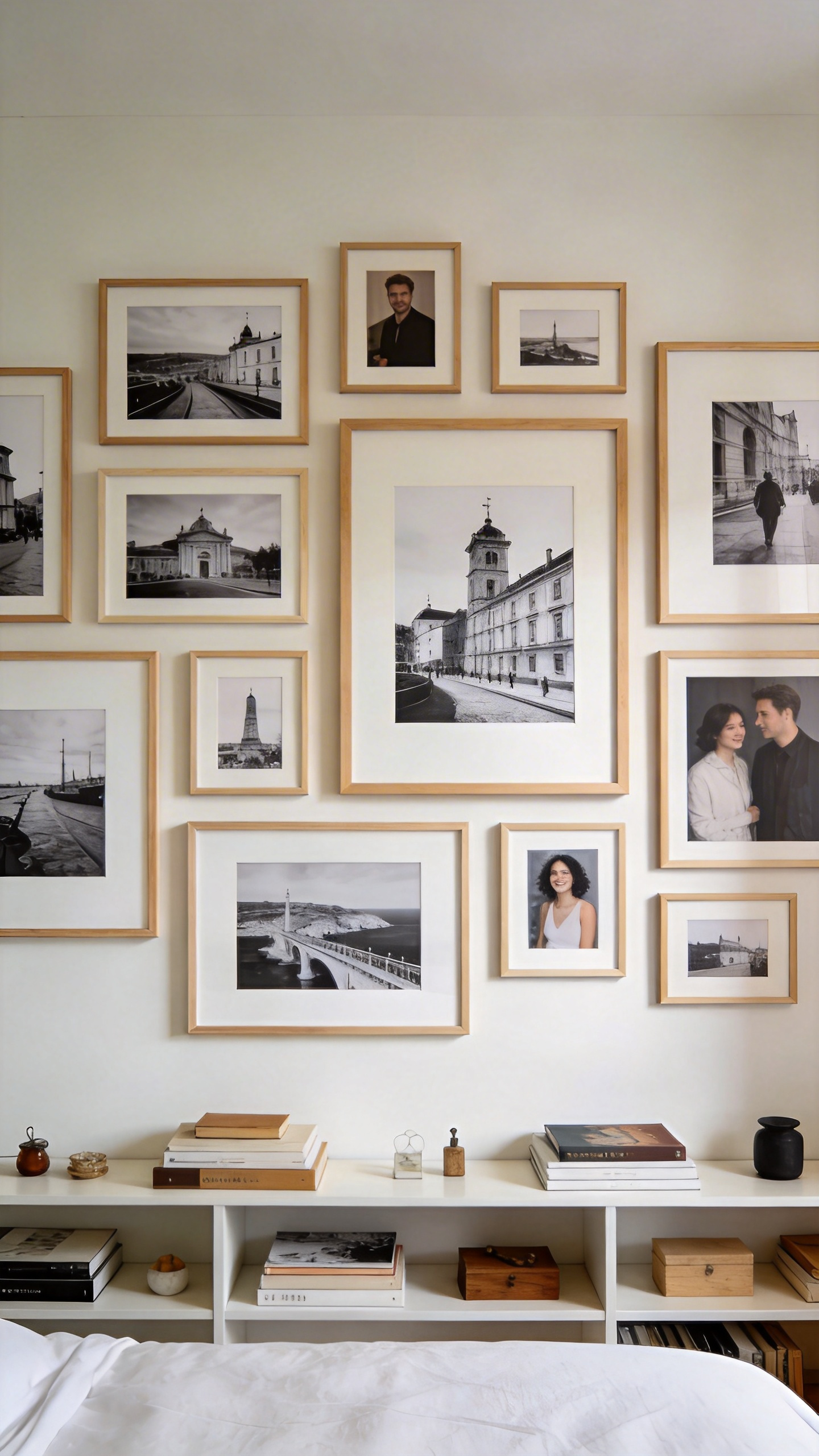 Personal photographs curated with consistent framing and intentional layout become editorial wall art—transforming memories into intentional display. Artifact Uprising and Framebridge specialize in premium personal photo printing and framing. Artifact Uprising offers gallery frames (float frames and deep set options) with archival-quality prints on 8-ply acid-free mats. Choose from wood frame finishes: natural, walnut, white, or black. Framebridge lets you convert color or black-and-white photography in their app with brightness and saturation adjustments. Typical pricing: prints run $30–$80, with framing adding $40–$120; larger sizes (20x24+) reach $200–$300 when framed. These labs use archival paper that ensures 100+ year lifespan—this is where you invest. You can also pair personal photos with bedroom furniture ideas to ensure your wall display complements rather than competes with your bed and other pieces.