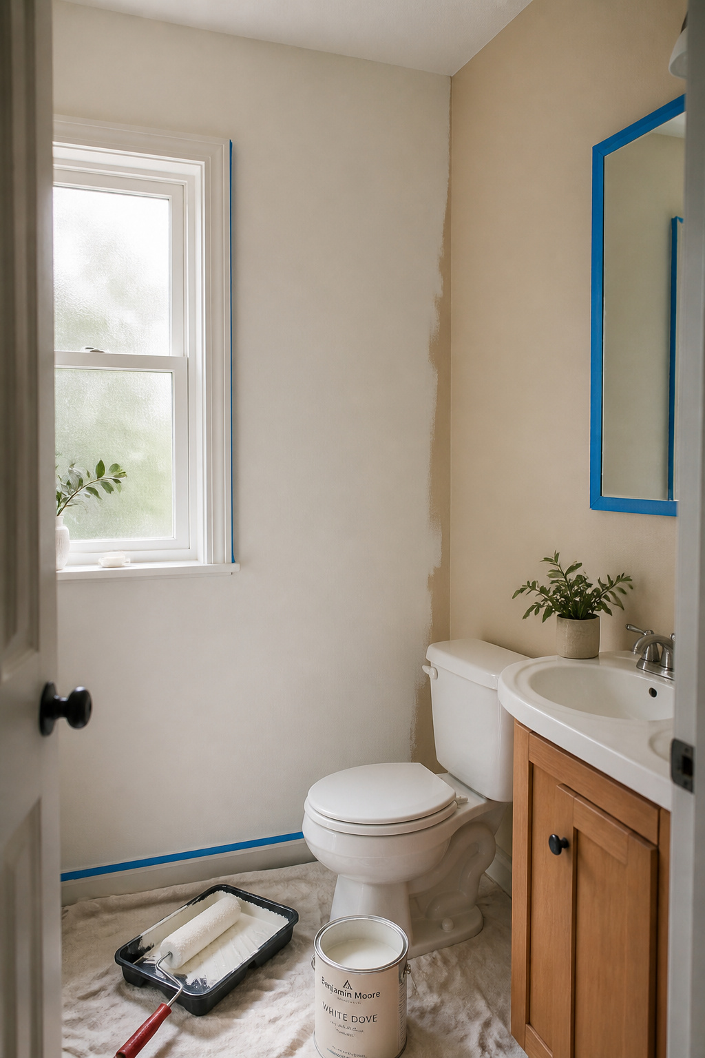 The single most impactful budget bathroom makeover step — a fresh coat of moisture-resistant paint transforms the room's emotional temperature before anything else is touched.