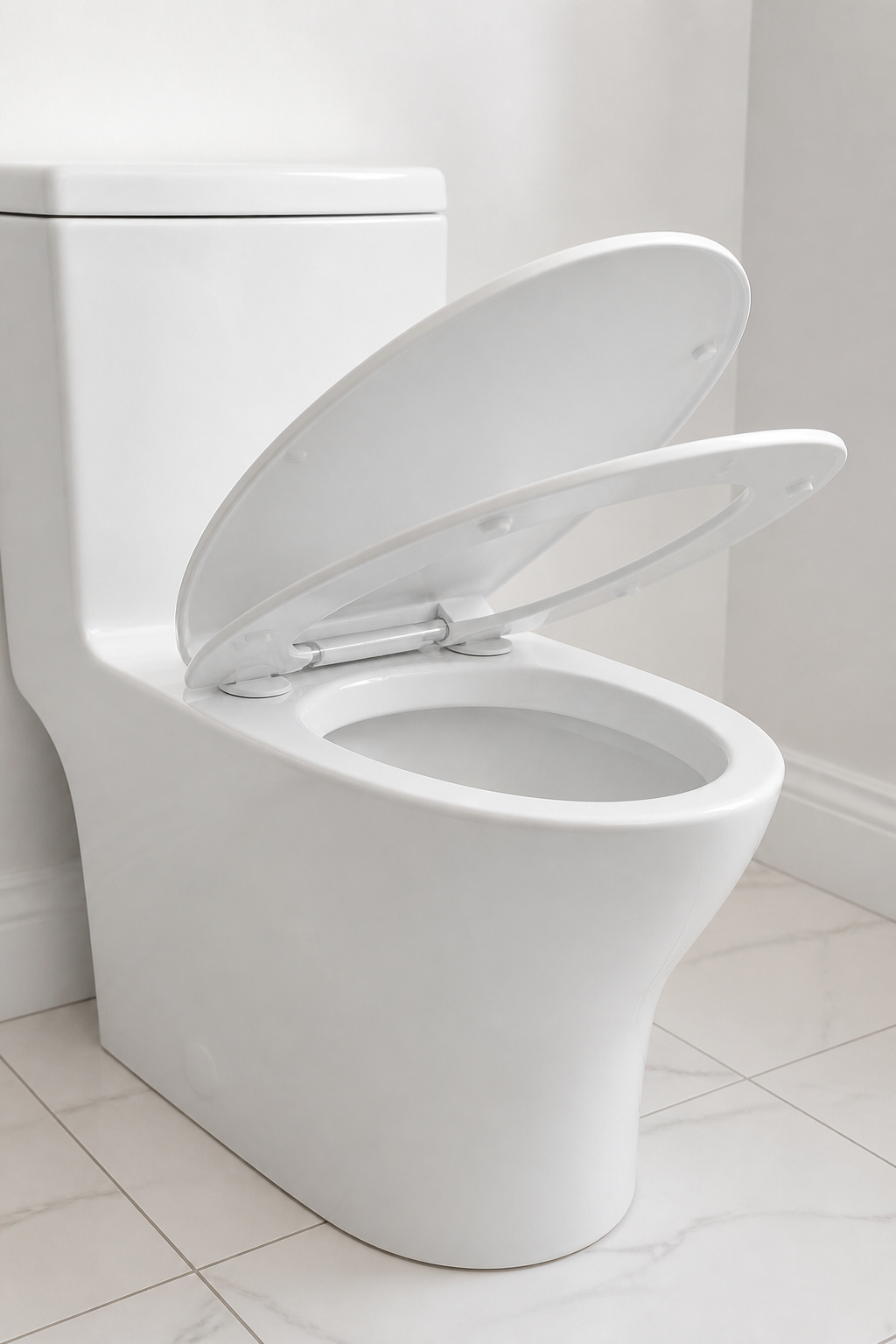 A soft-close toilet seat at $25-$60 takes fifteen minutes to install and immediately updates the bathroom's perceived quality.