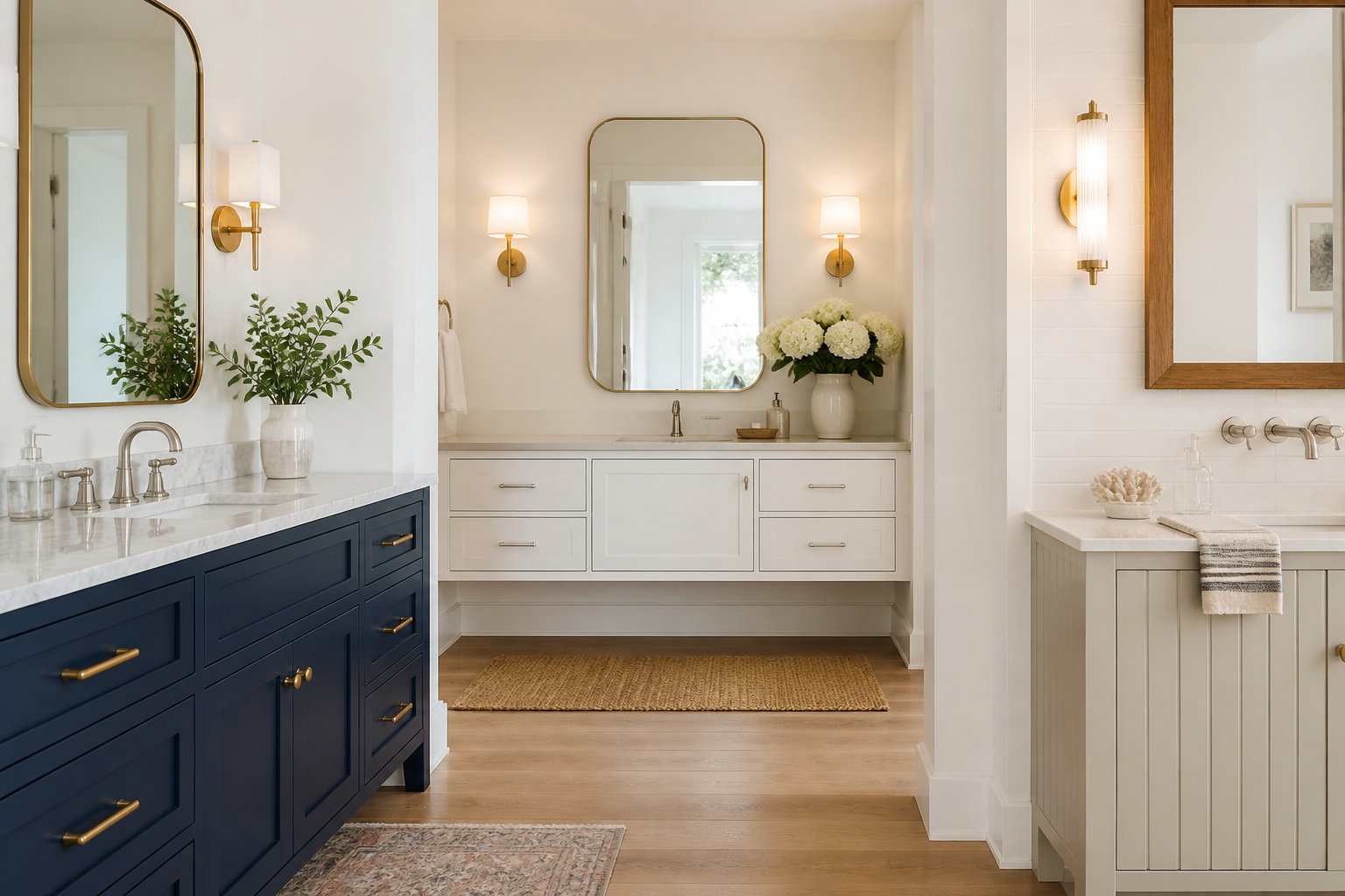 From marble-topped luxury to floating minimalist and coastal beadboard, the range of bathroom vanity designs available covers every style and budget.