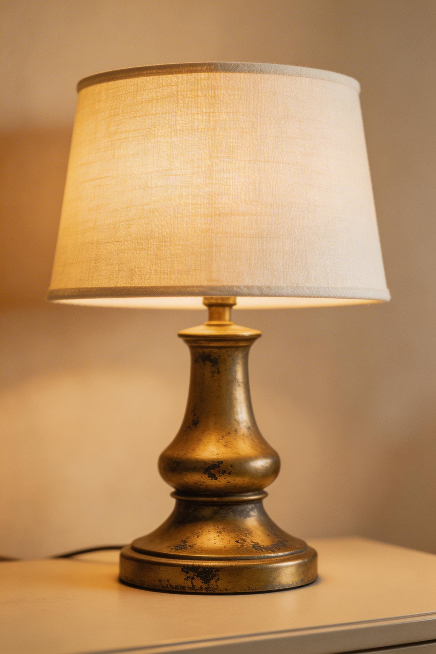 Warm brass accents — lamp bases, frames, and handles — act as deliberate punctuation in a beige living room, giving the eye points to land without disrupting the room's calm.