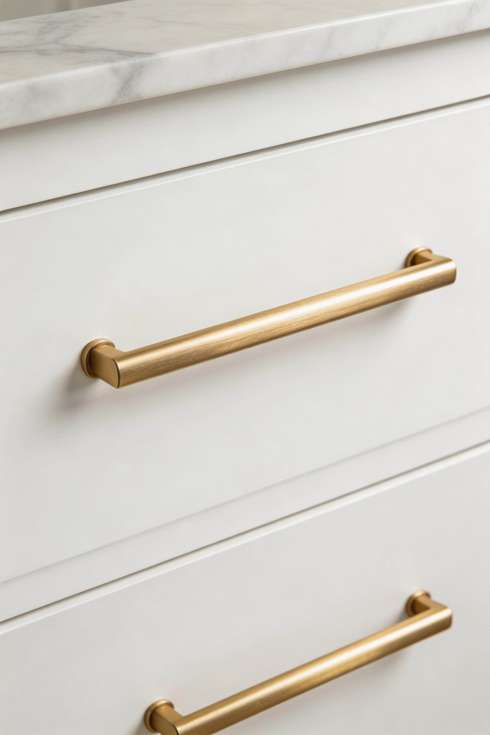 Gold cabinet pulls are among the most cost-effective gold bathroom decor upgrades, transforming standard vanity cabinets with minimal investment.