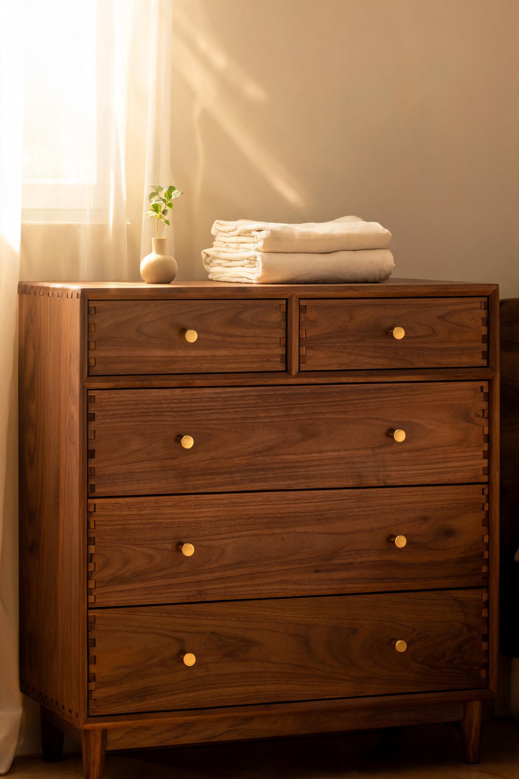 A solid walnut dresser with dovetail joinery is the kind of piece that improves with every decade — the grain deepens, the hardware patinates, and the drawers run smoother with use.