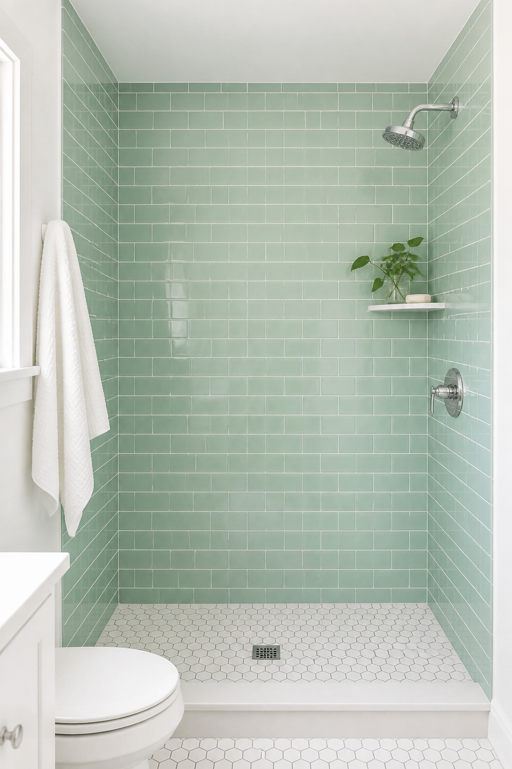 Mint green subway tiles are one of the most versatile green bathroom ideas — they work in Victorian terraces, 1930s semis, and modern apartments with equal conviction.