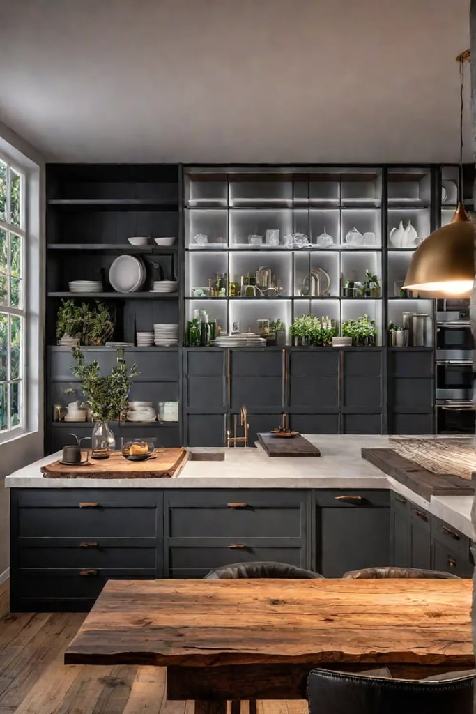 Charming kitchen island design featuring natural wood with imperfections