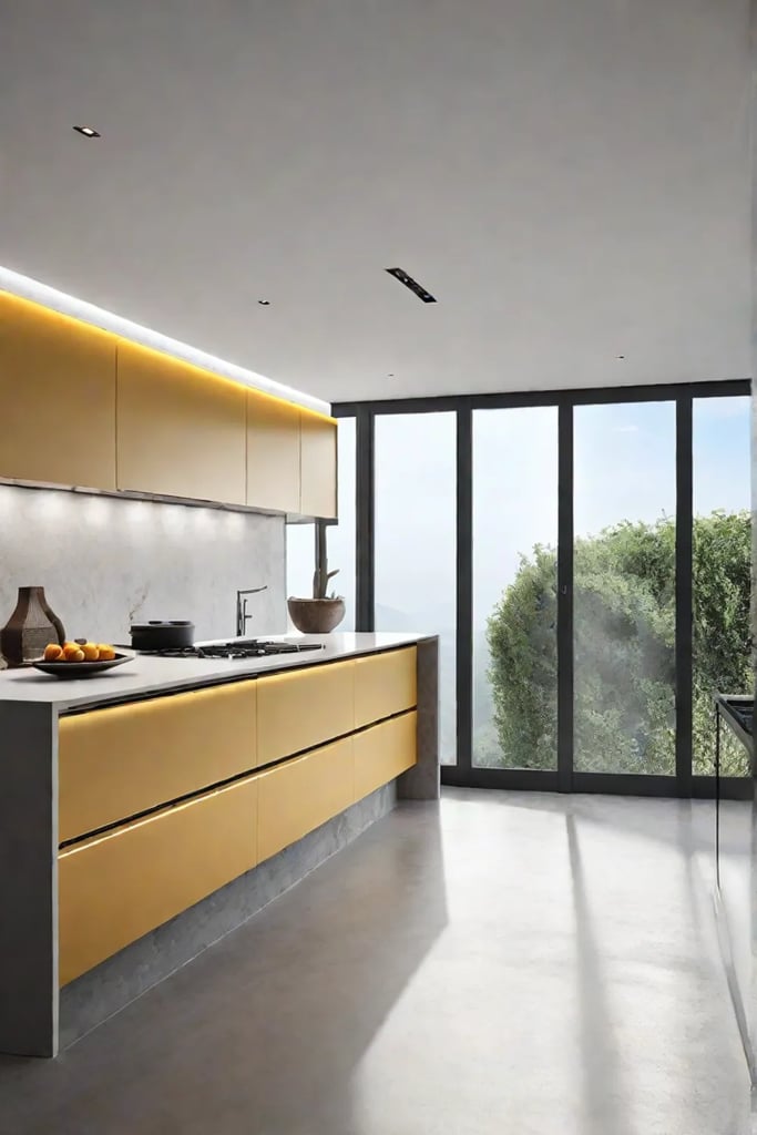 Contemporary kitchen island with integrated oven and microwave