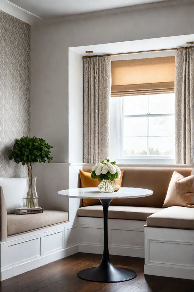 Dining nook with banquette seating for a spacesaving solution