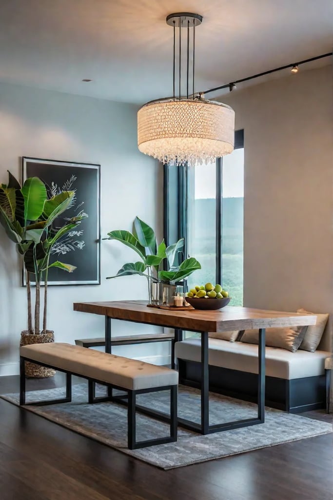 Dining room bench with hidden storage maximizes space