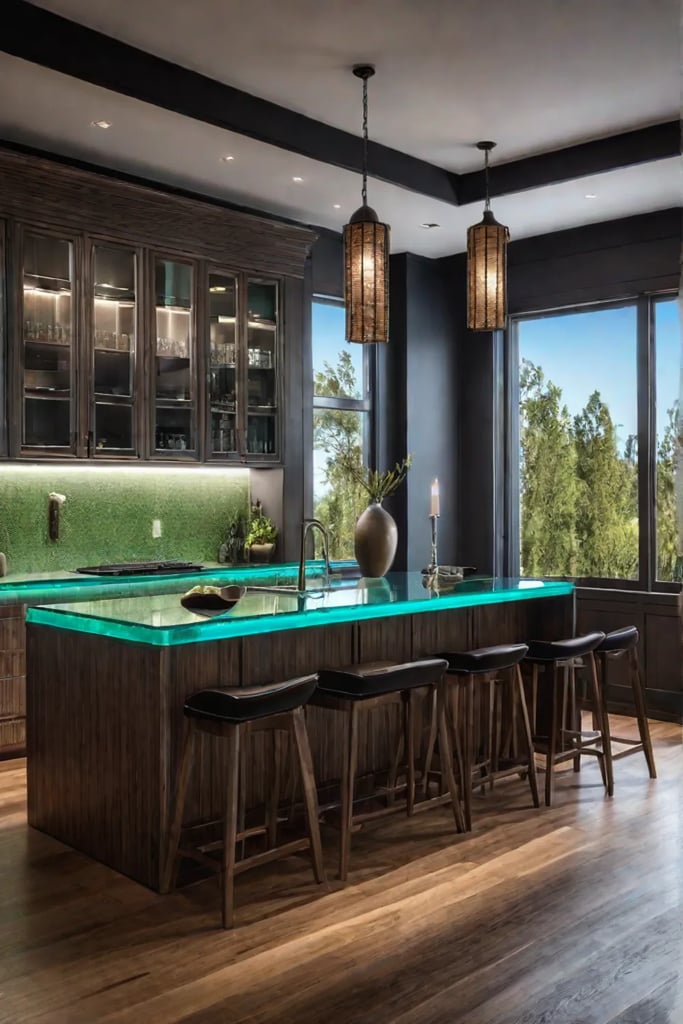 Ecofriendly kitchen island design with natural and recycled materials