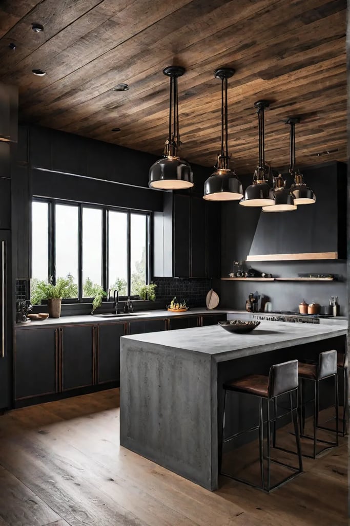 Industrial kitchen with refaced island and distressed wood