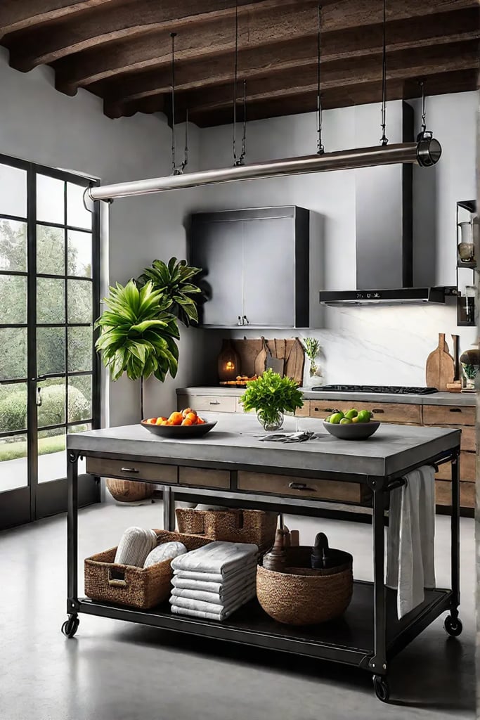 Open shelves displaying neatly folded towels and linens