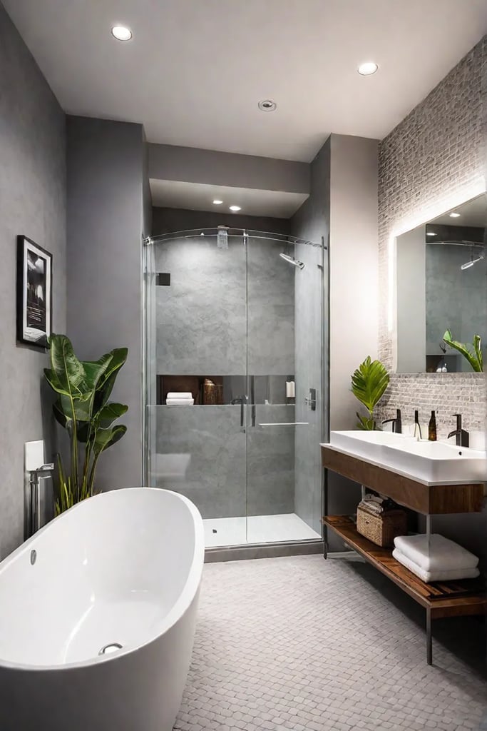 Bathroom using LED light bulbs for sustainability