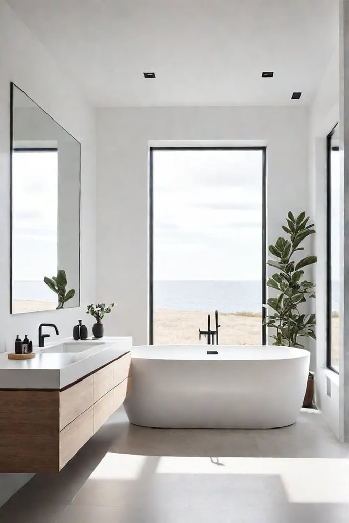 Bathroom with natural light and floating vanity