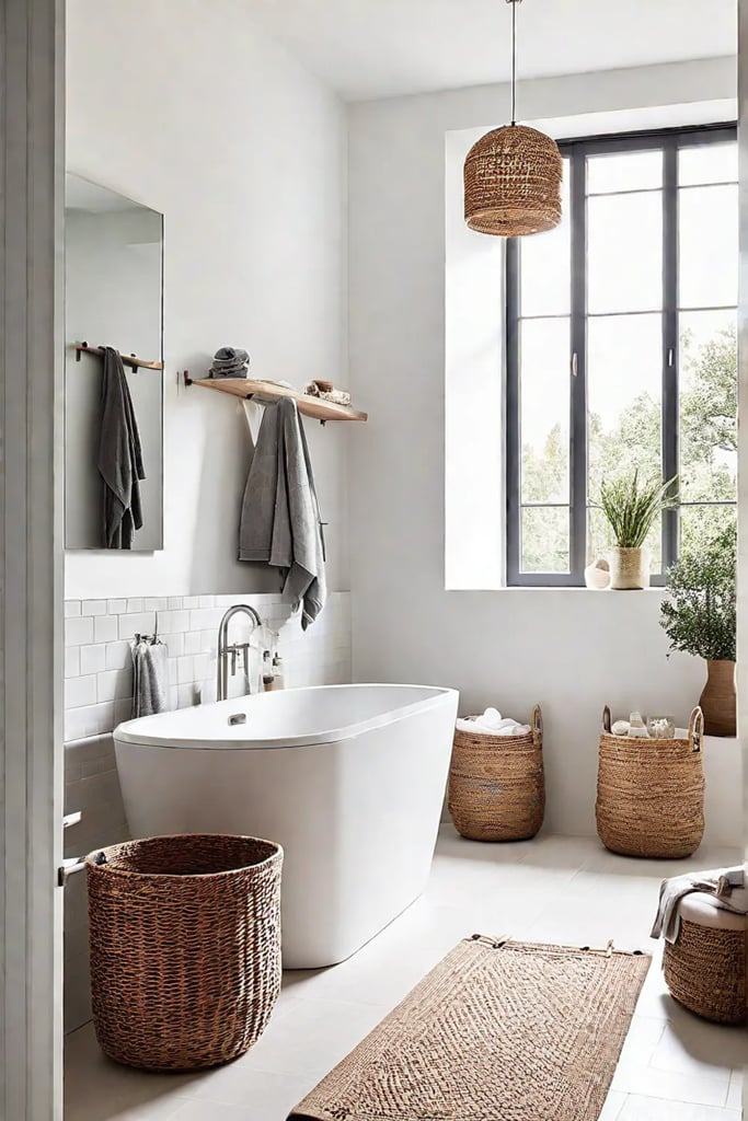 Bathroom with vertical storage and tall cabinets