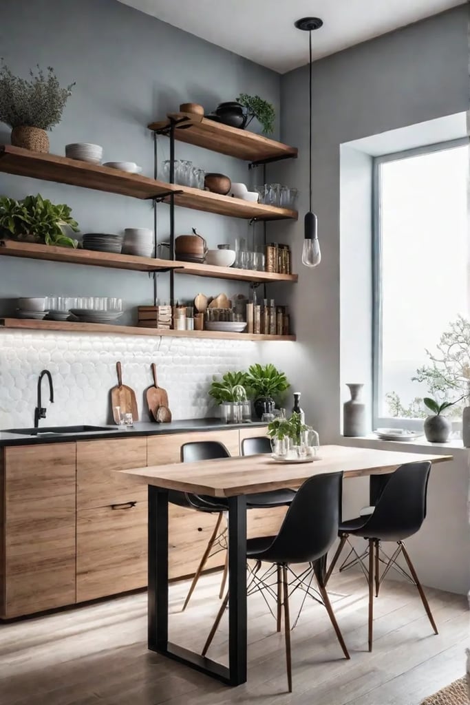 Bright airy kitchen with multifunctional dining table