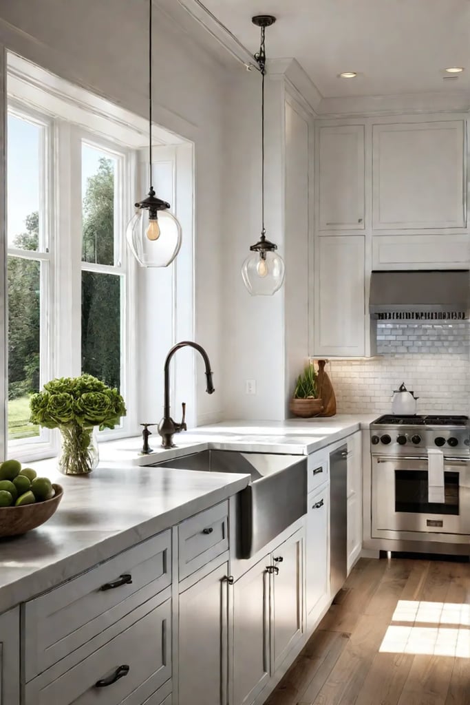 Bright and airy kitchen with natural light and energyefficient lighting