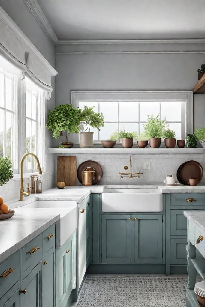 Bright and airy small kitchen with open shelving