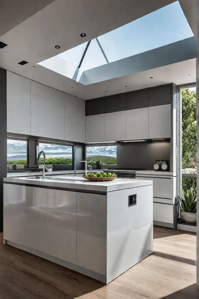Bright and spacious small kitchen with a mirrored backsplash