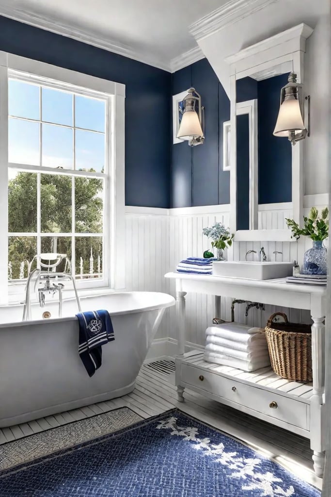 Bright coastal bathroom nautical theme