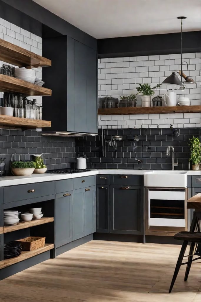 Budgetfriendly open shelving in a rustic kitchen