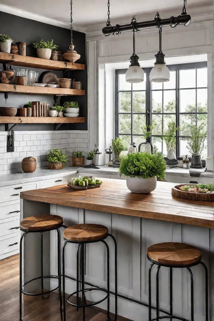 Butcher block countertop vintage bar stools
