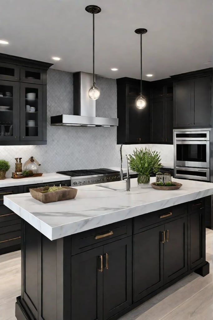 Central kitchen island optimized workflow