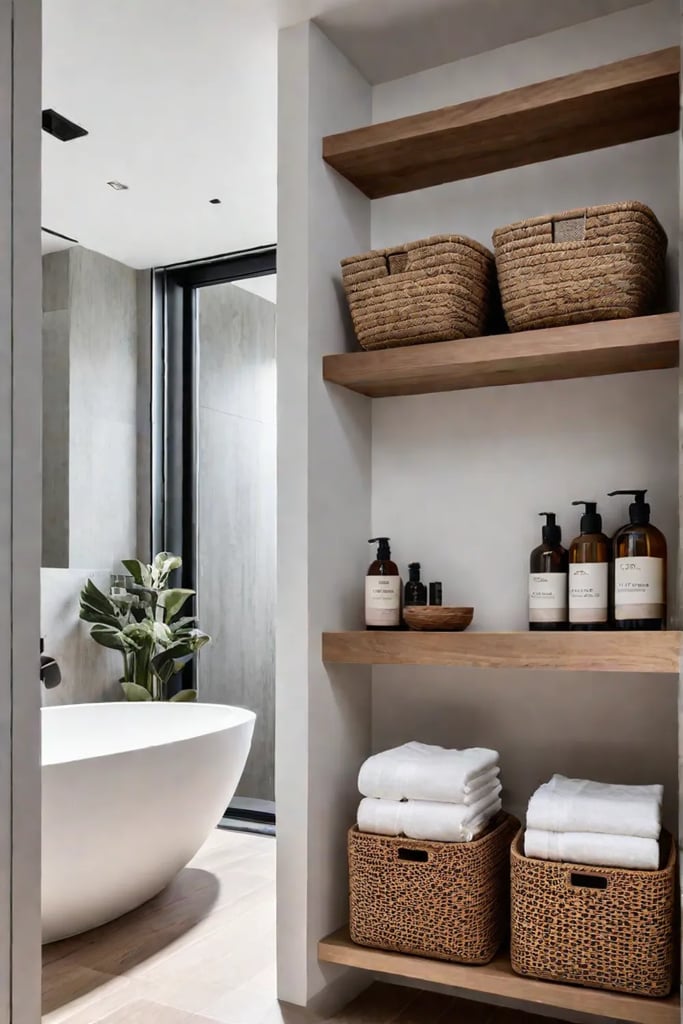 Clutterfree aesthetic with neatly folded towels in a calming bathroom