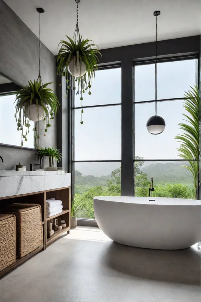 Coastal bathroom oasis with air plants