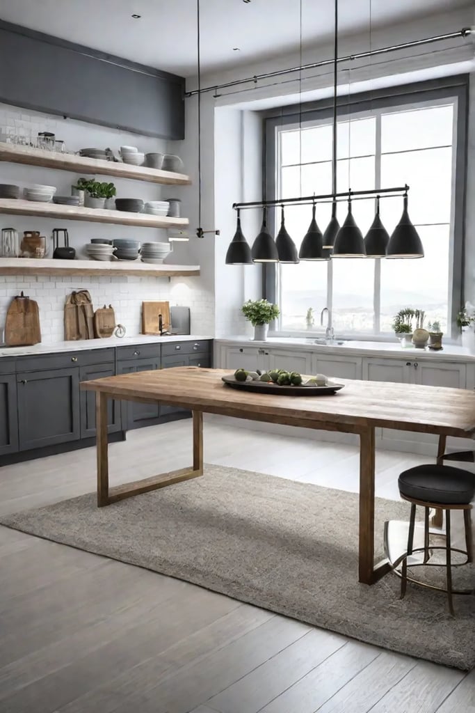 Compact farmhouse kitchen with smart storage solutions