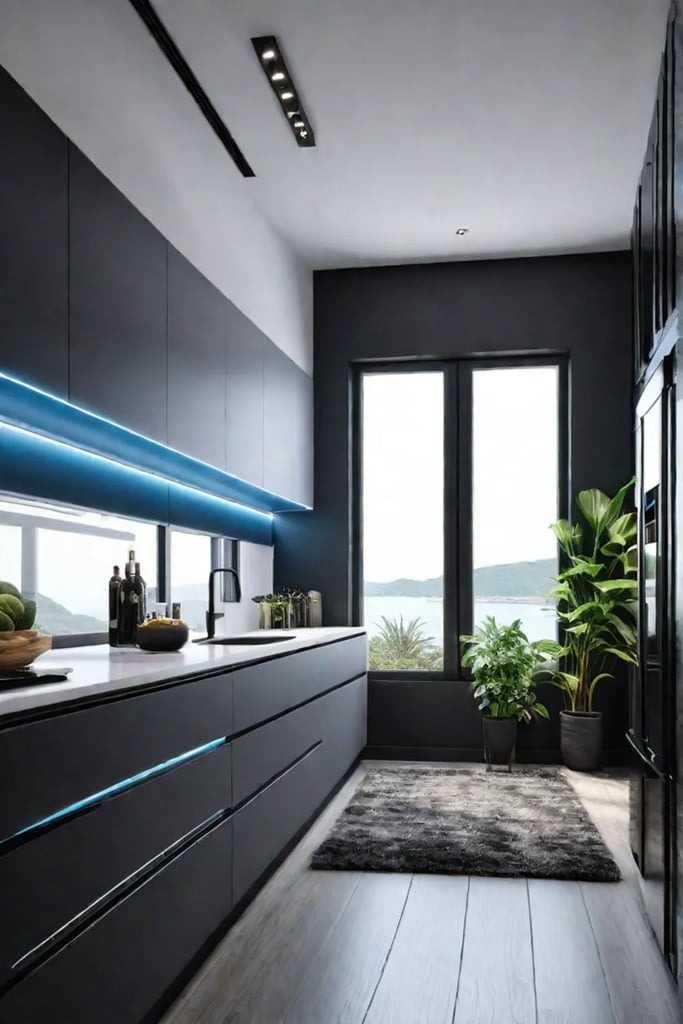 Contemporary kitchen with adjustable color temperature lighting