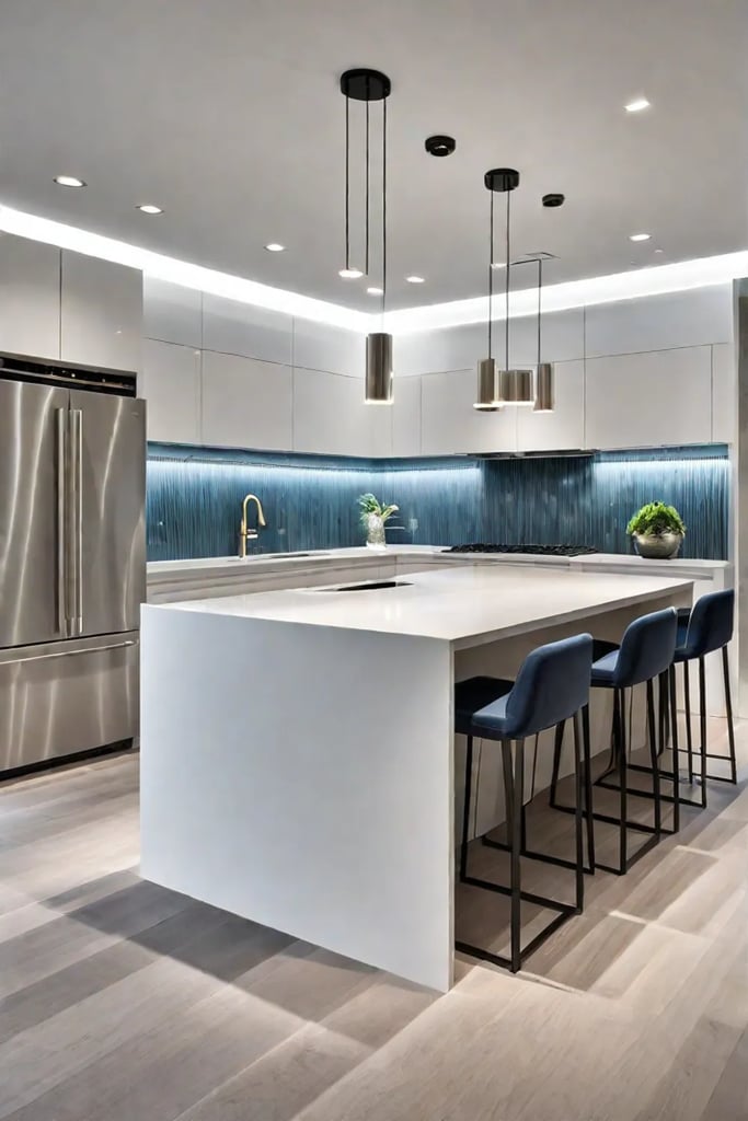 Contemporary kitchen with minimalist lighting design