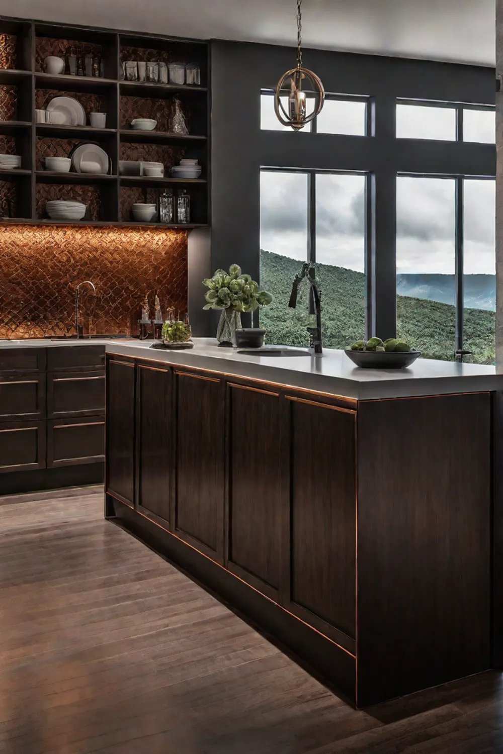 Copper backsplash traditional kitchen