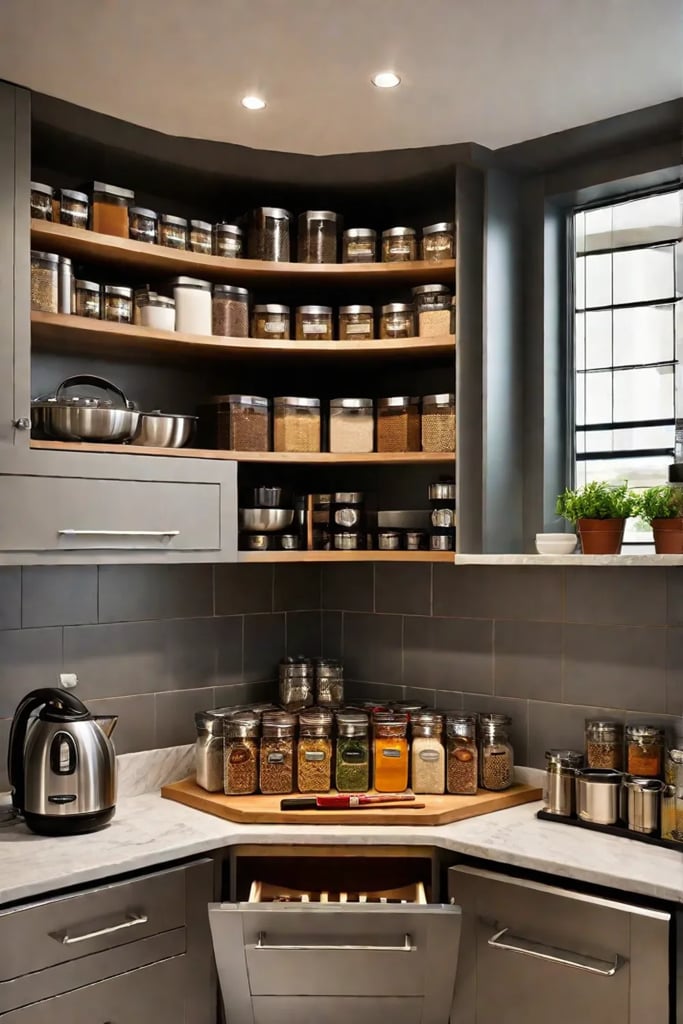 Corner storage kitchen organization