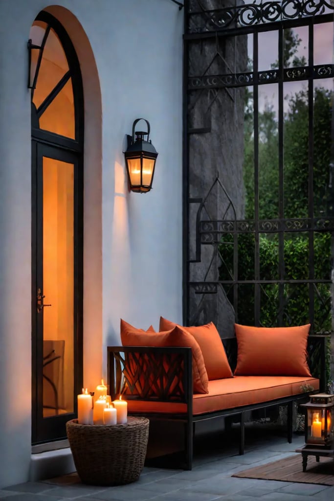 Cozy fall porch seating area