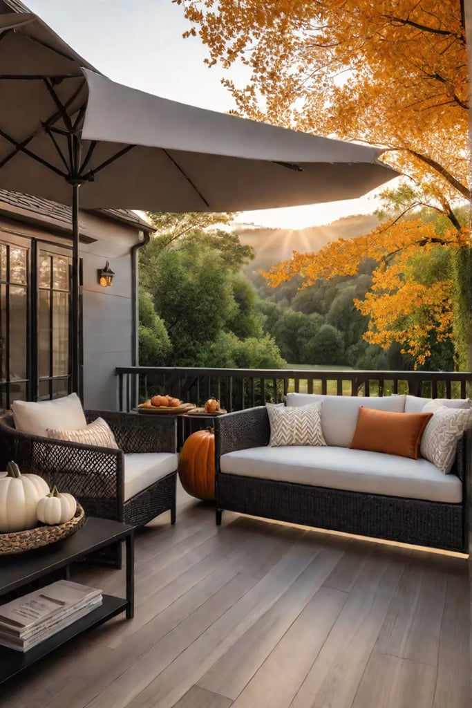 Cozy fall porch with handmade decorations