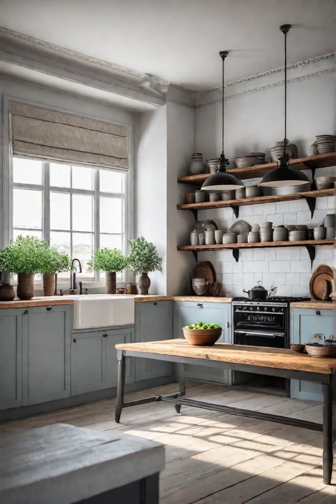 Creating depth in a farmhousestyle small kitchen with a large mirror